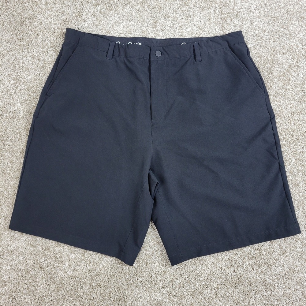 Good Good Mens 38 Solid Black Performance Stretch Elastic Waist Chino Golf Short